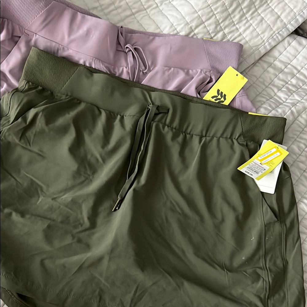 All in Motion Mini Skirts - Olive and Lavender